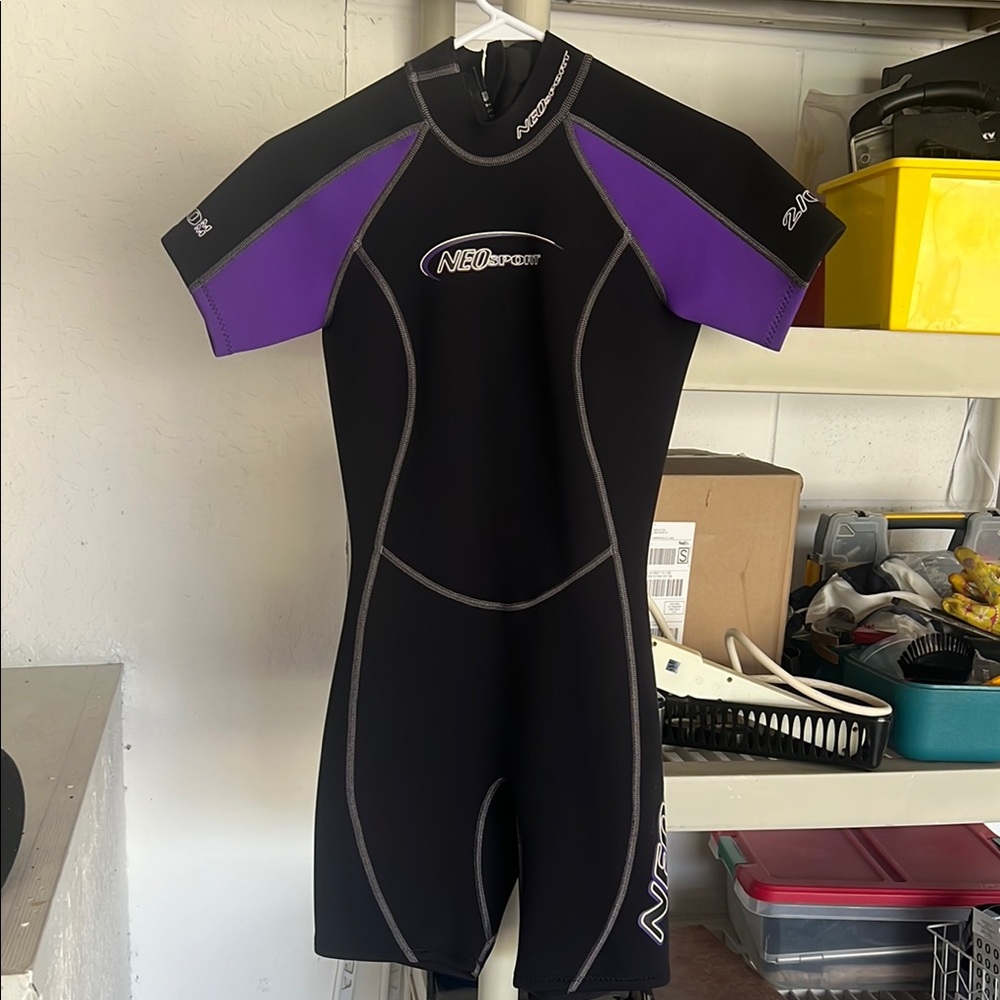 Athletic Black and Purple Swimwear with Performance Features